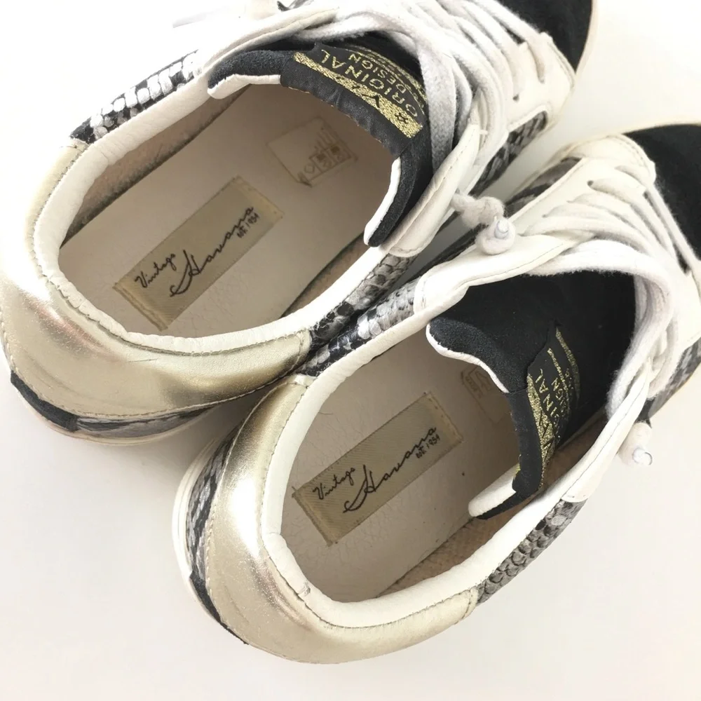 Vintage Havana Sonny Snakeskin Sneaker Shoes Women’s Size 8 Black White